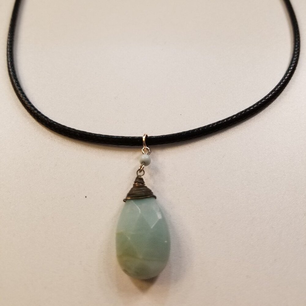 Vintage Aventurine Gemstone Nylon Cord Necklace